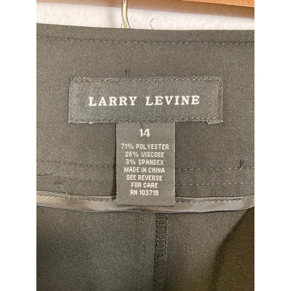 Classic Career Larry Levine Women 14 Black Belted‎ A-Line Midi Skirt 103715